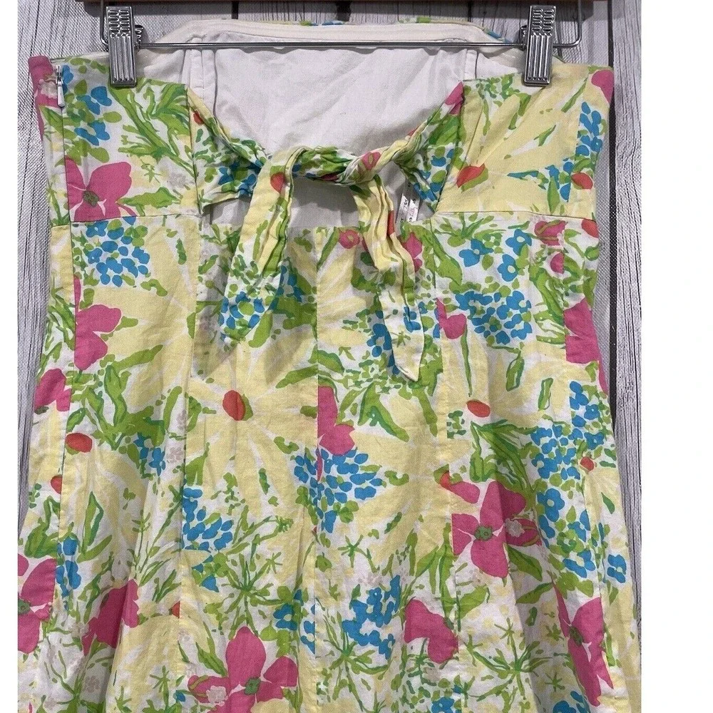 Lilly Pulitzer Strapless Franco Floral Mini Dress Cutout Back Tie Garden Party 6 - Picture 8 of 13
